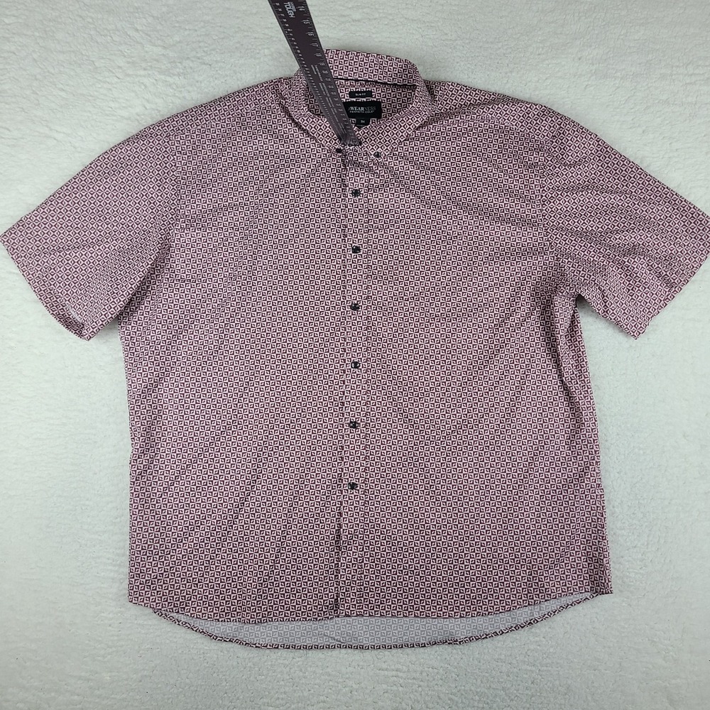 Kenneth Cole Shirt Mens 3X Red Slim Fit‎ Casual Awearness Button Up Short Sleeve